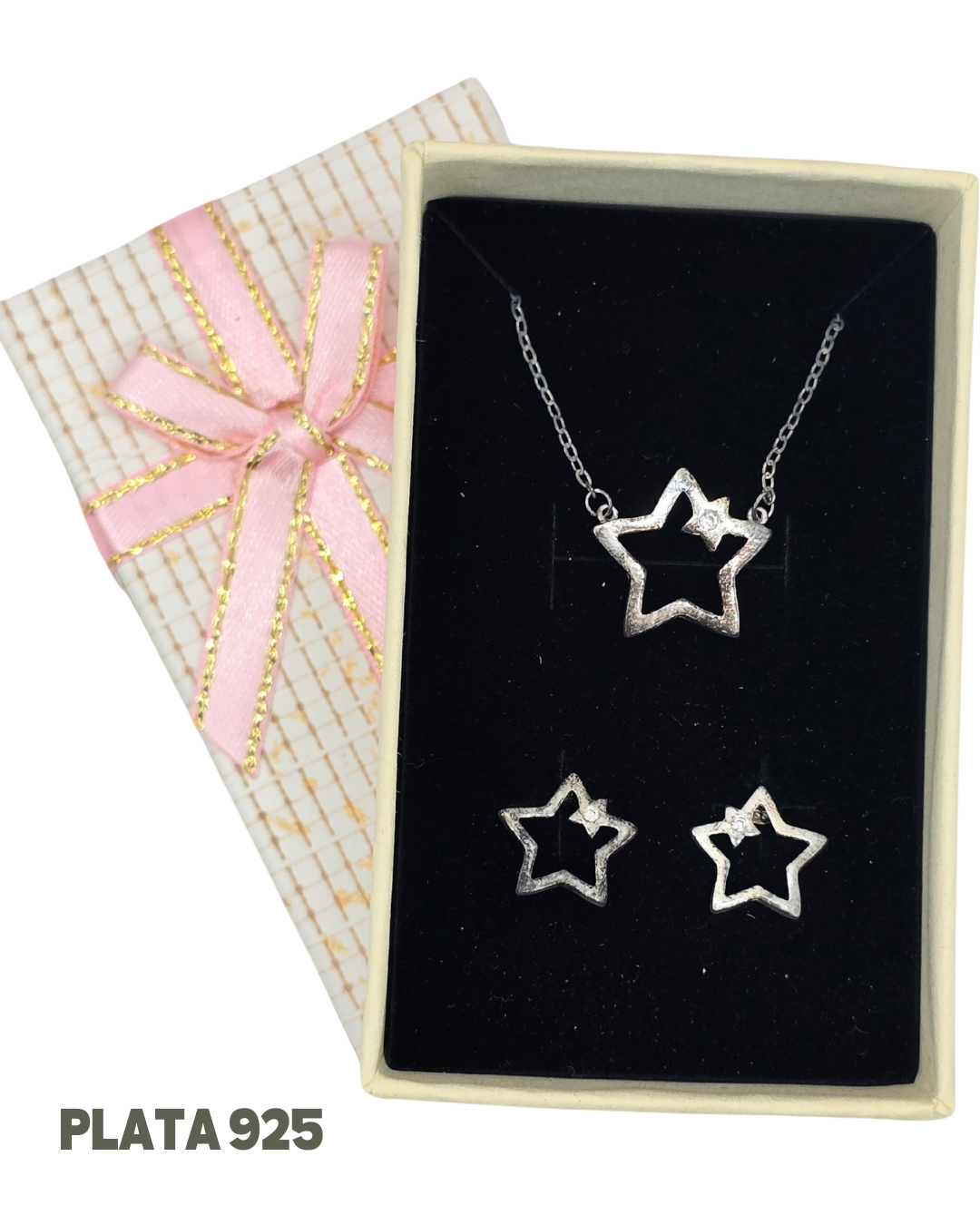 Set Collar y aros plata 925 + caja para regalo