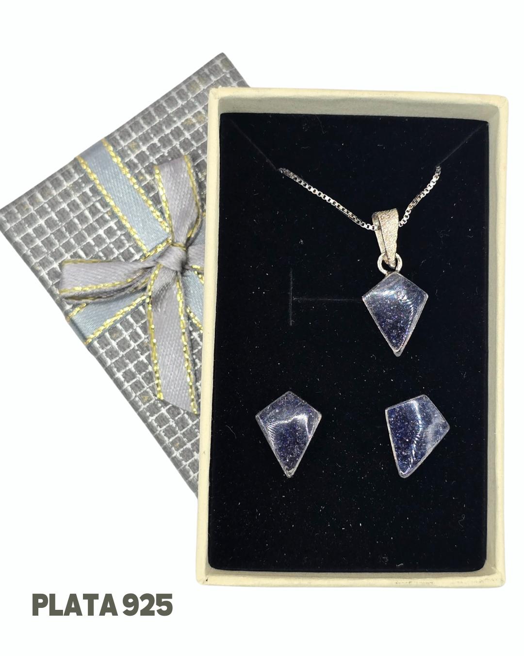 Set Collar y aros plata 925 + caja para regalo