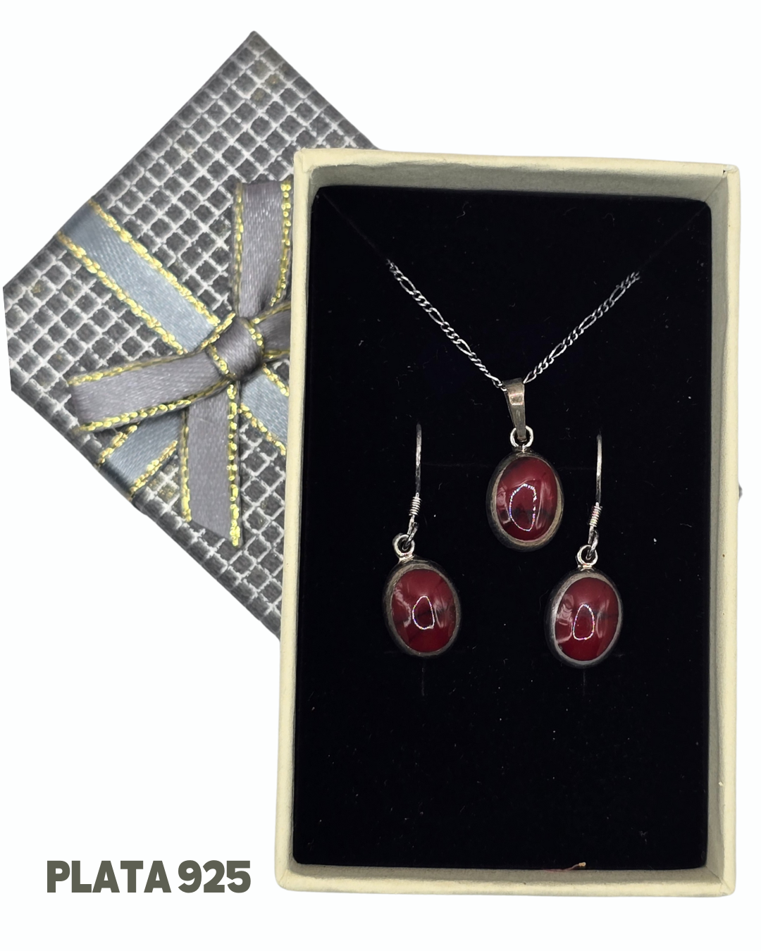 Set Collar y aros plata 925 + caja para regalo