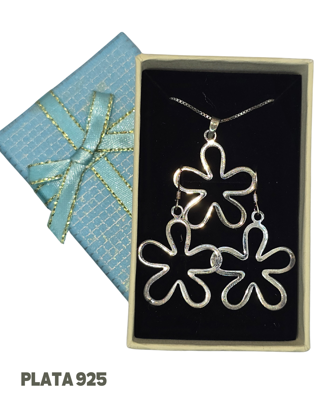 Set Collar y aros plata 925 + caja para regalo