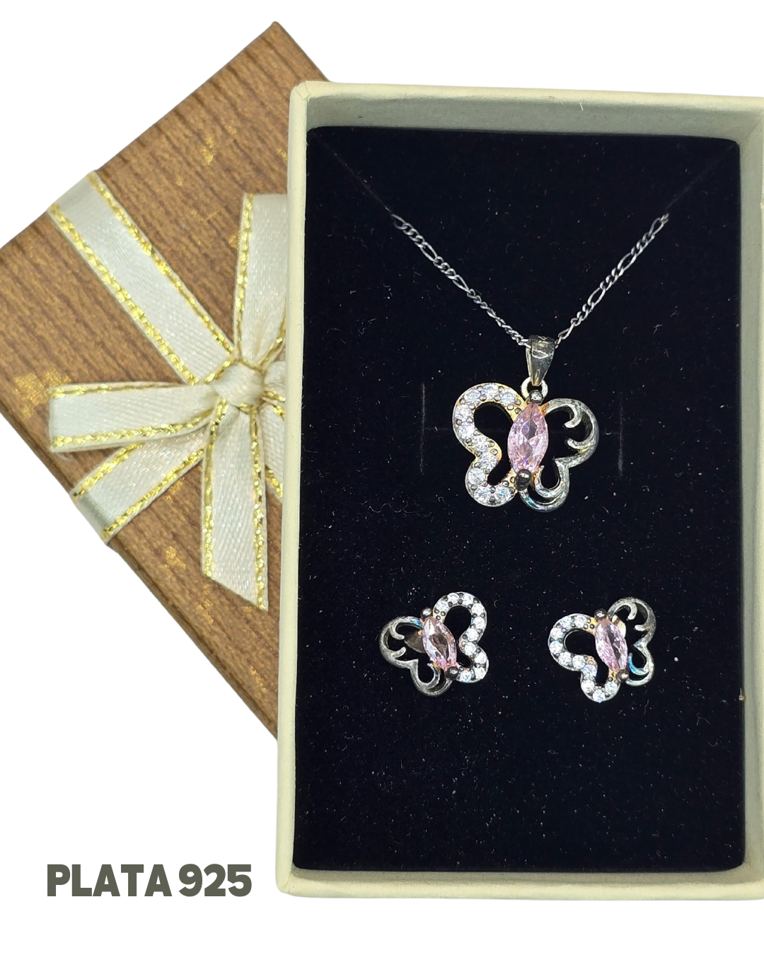 Set Collar y aros plata 925 + caja para regalo