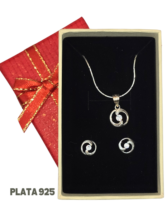 Set Collar y aros plata 925 + caja para regalo