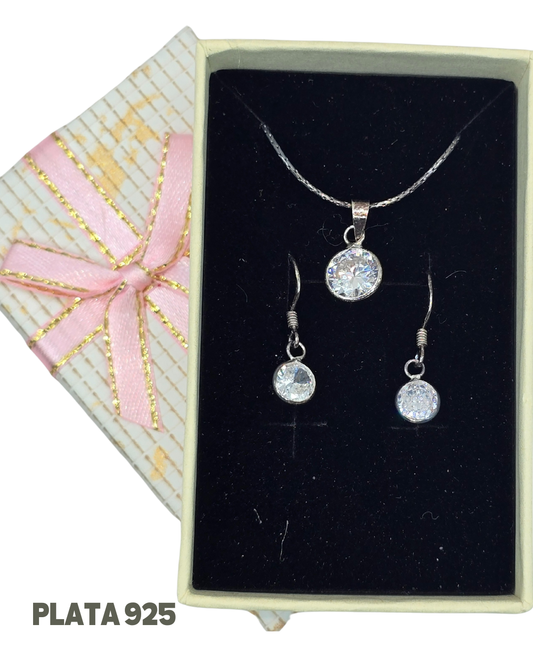 Set Collar y aros plata 925 + caja para regalo