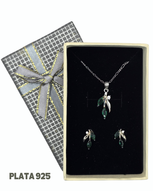 Set Collar y aros plata 925 + caja para regalo