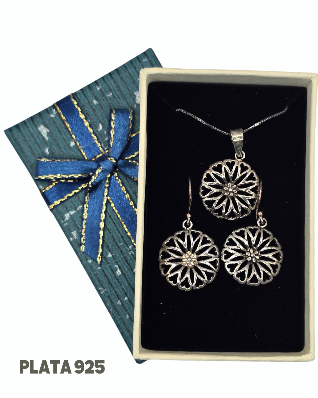 Set Collar y aros plata 925 + caja para regalo