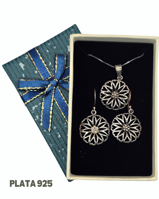 Set Collar y aros plata 925 + caja para regalo