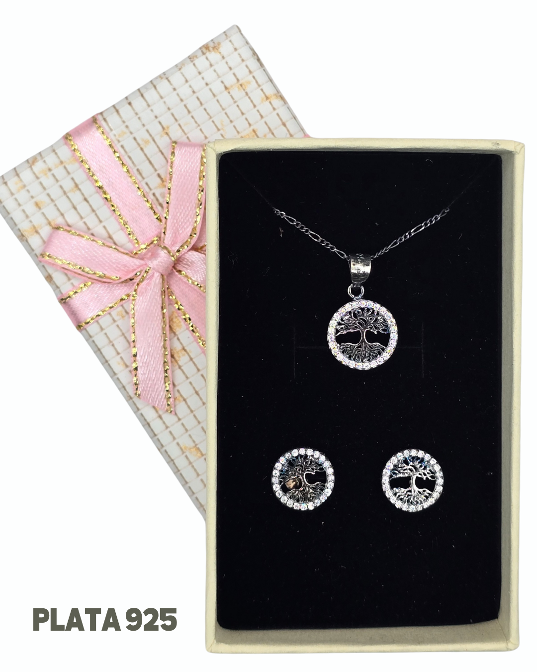 Set Collar y aros plata 925 + caja para regalo