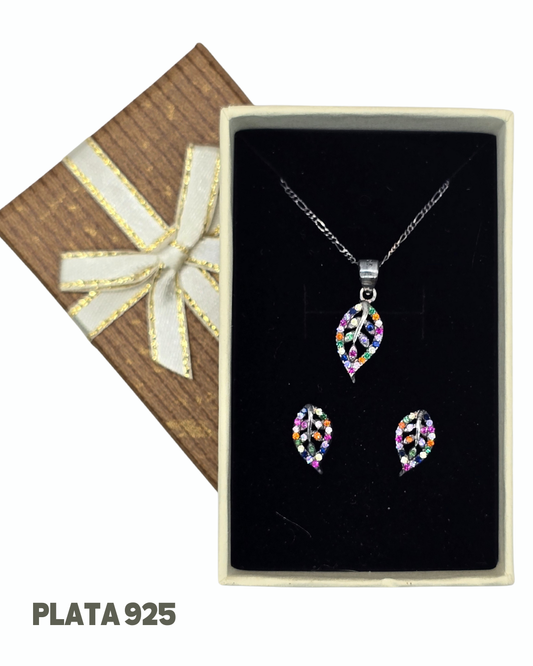 Set Collar y aros plata 925 + caja para regalo