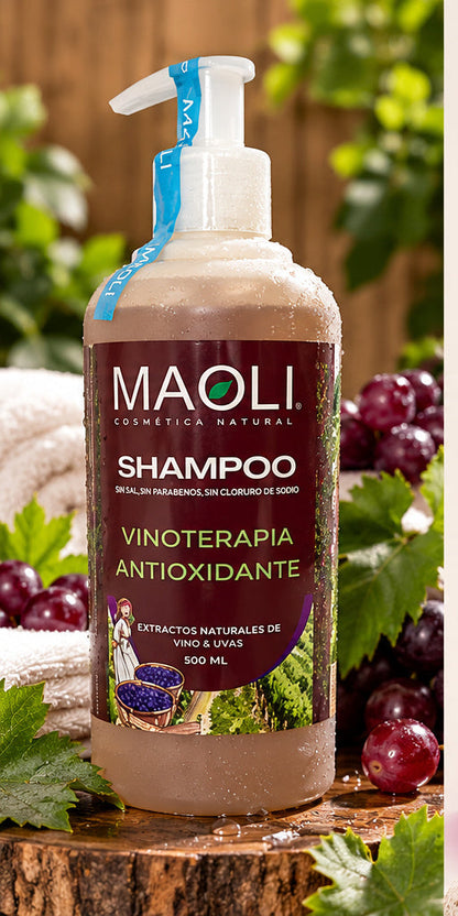 Shampoo Vinoterapia Maoli 500 ml - presentación natural con uvas