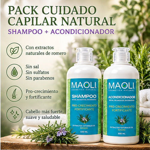 Pack Maoli Shampoo Acondicionador Romero Sin Sal 500ml C/u