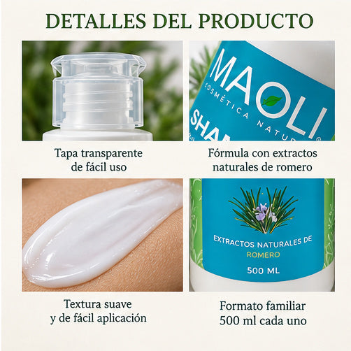 Pack Maoli Shampoo Acondicionador Romero Sin Sal 500ml C/u